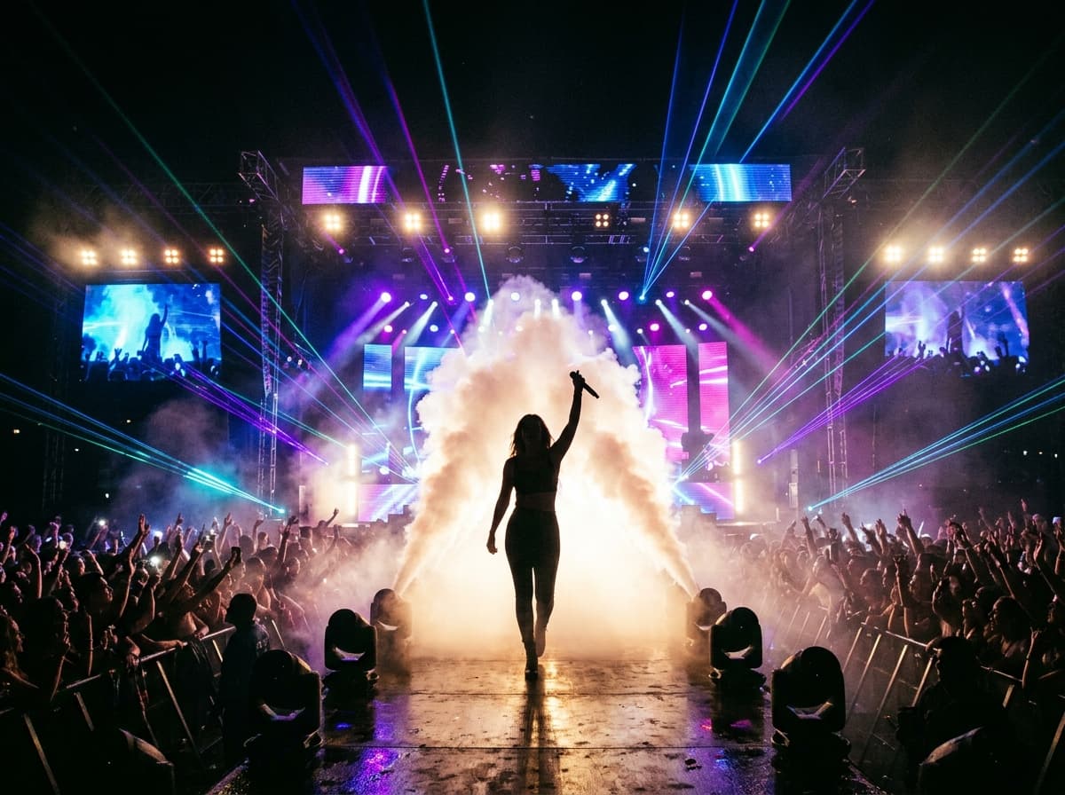 High-energy club lights and dynamic entrance stage